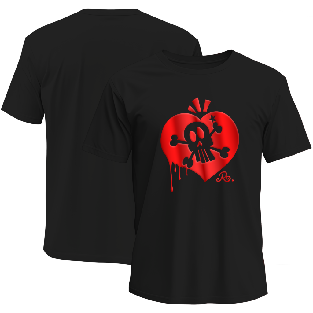 Teeshirt Coeur et crâne 3D